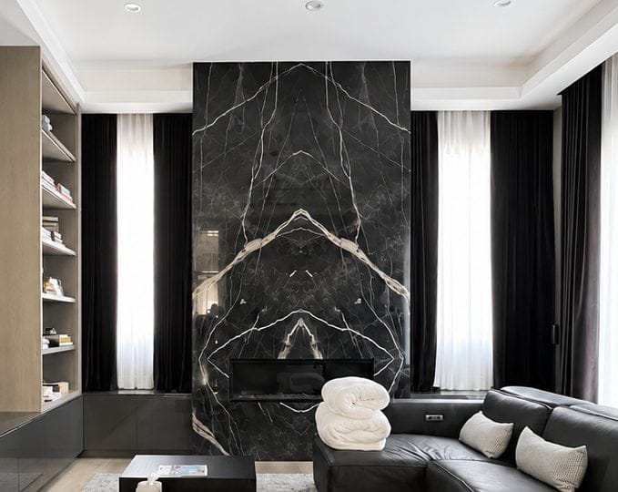 Black Marble Feature Wall, Featured Stone Work