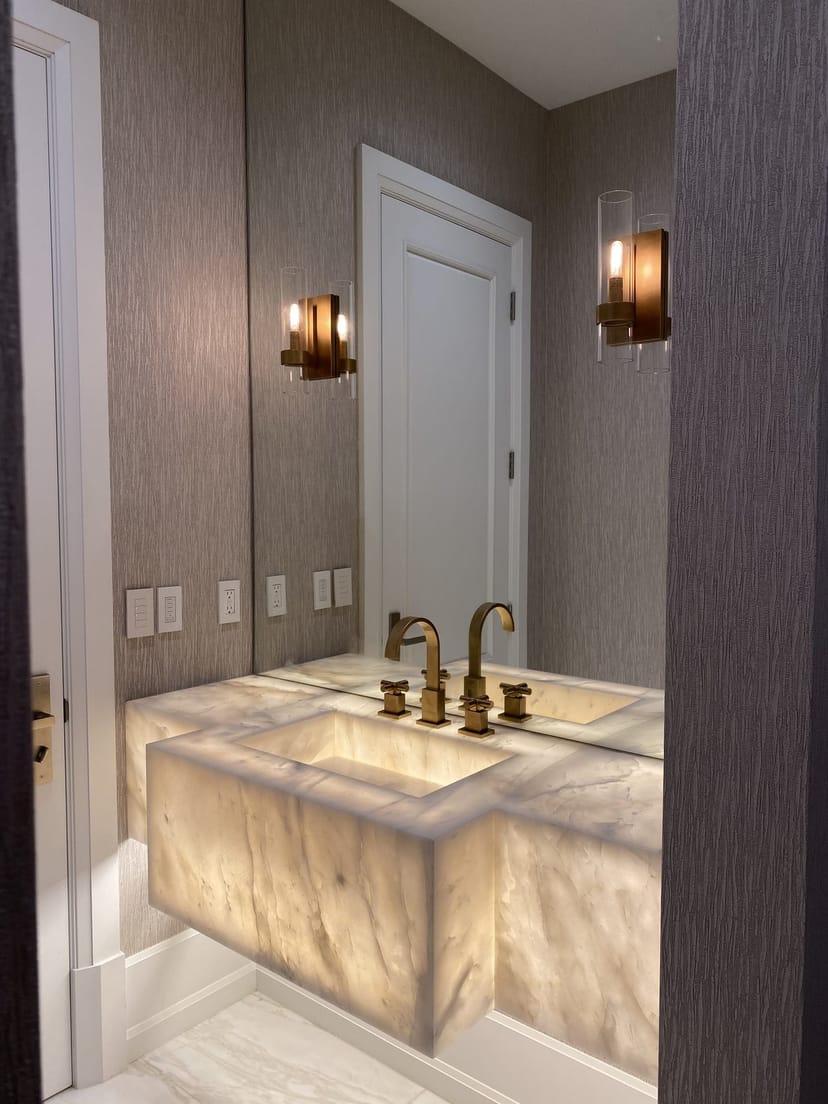 Mirror Matched Marble, Stone Integration & Carved Detail