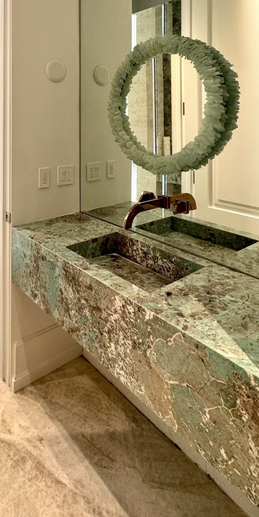 Stone Vanity, Stone Integration & Carved Detail