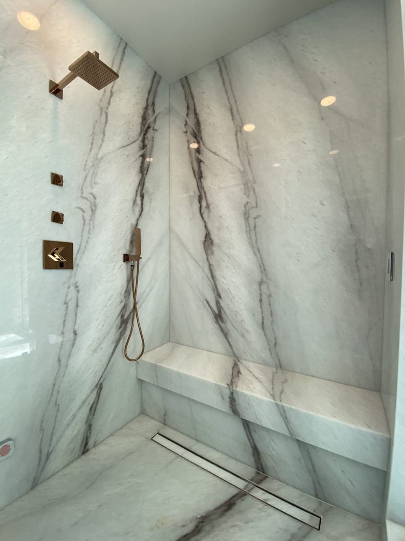 Mirror Matched Marble Shower, Marble Baths & Wet Rooms