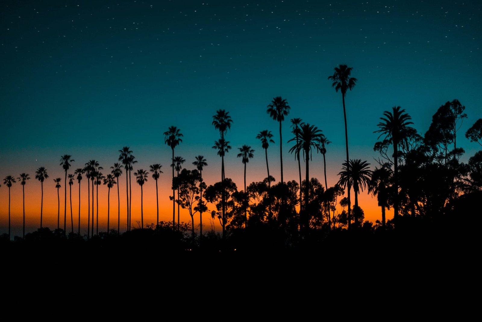 Los Angeles at dusk, Westside hills and city light · HR Development territories
