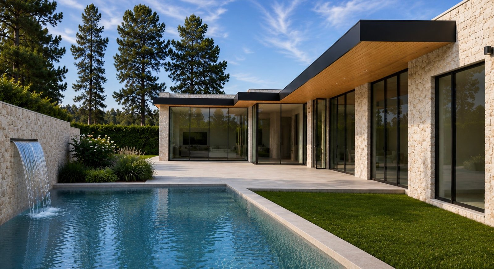 Alpine DR, Brentwood residence exterior at golden hour
